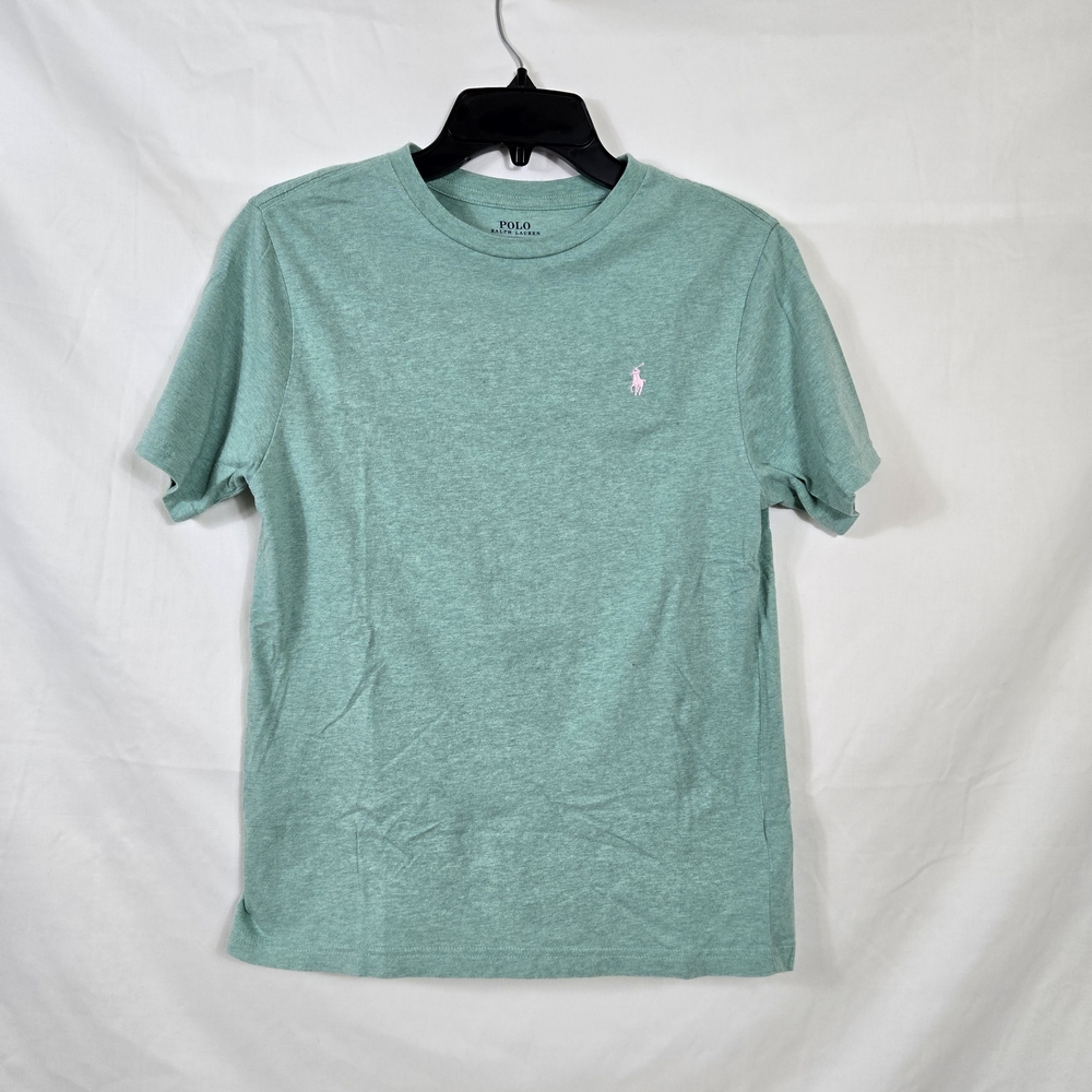 Polo Ralph Lauren Boy Heathered Mint Green Crew Short Sleeve Pony Logo Tee Large